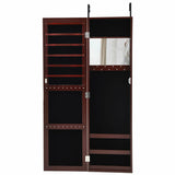 Mirror Jewelry Cabinet with Necklace Hooks-Dark Brown (Scratch and Dent)