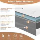 4 Inch Tri-fold Cool Gel Memory Foam Mattress - MEDIUM, Full