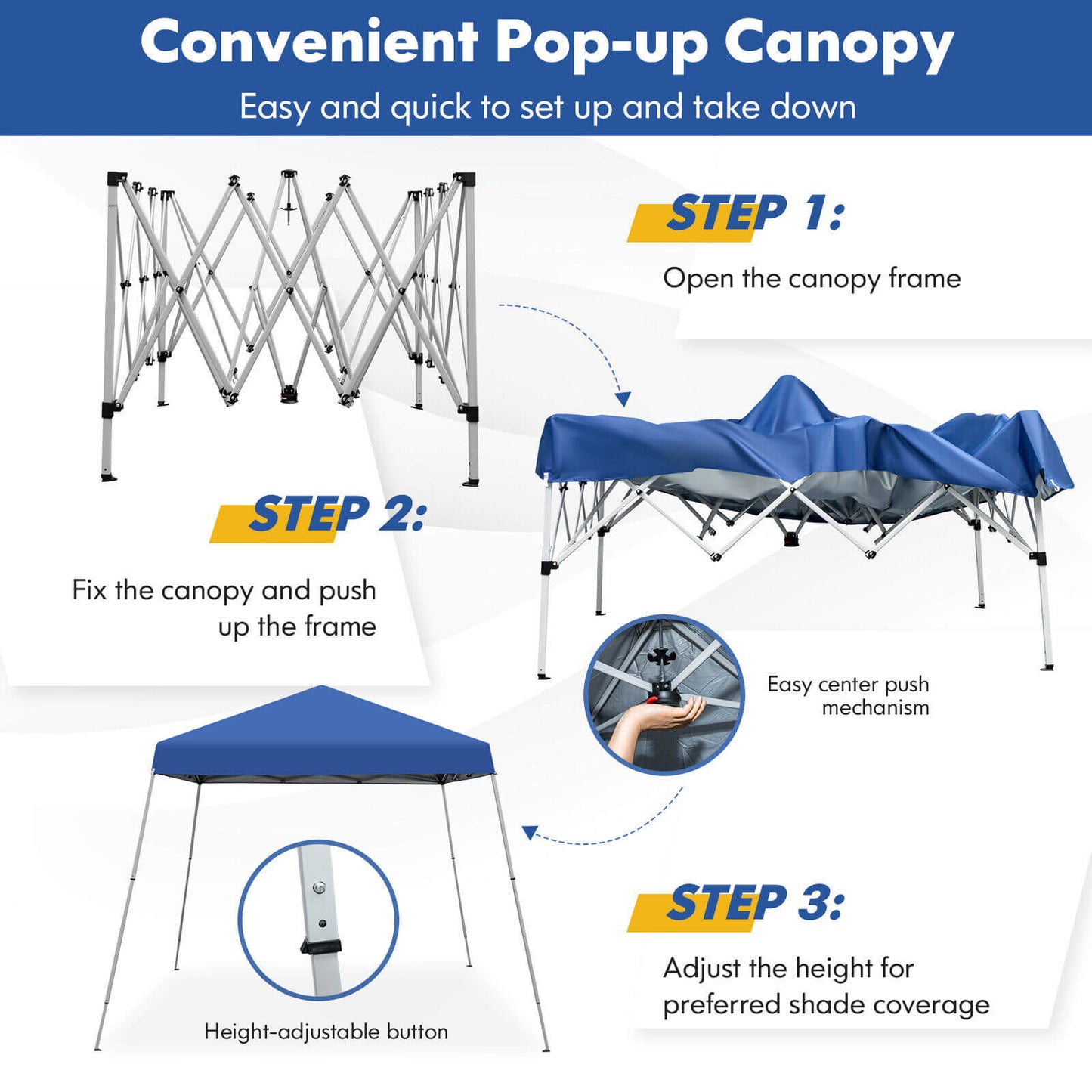 SPECIAL 10 x 10 Feet Outdoor Instant Pop-up Canopy with Carrying Bag-Blue
