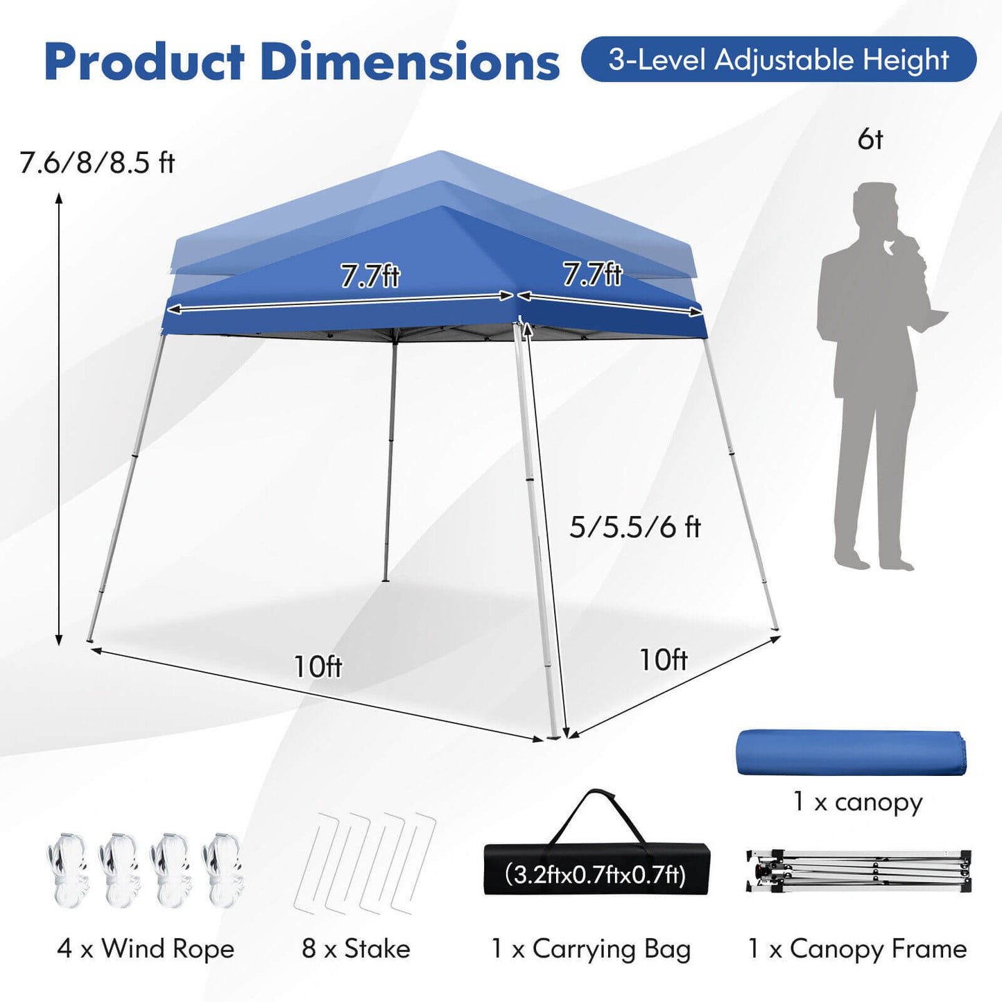 SPECIAL 10 x 10 Feet Outdoor Instant Pop-up Canopy with Carrying Bag-Blue