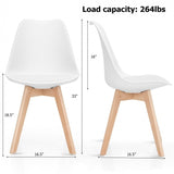 Set of 4 Modern High Backrest Dining Chairs with Wooden Legs