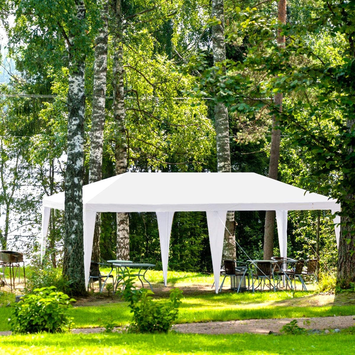 10 x 20 Feet 6 Sidewalls Canopy Tent with Carry Bag-White (1 Box, Unassembled)