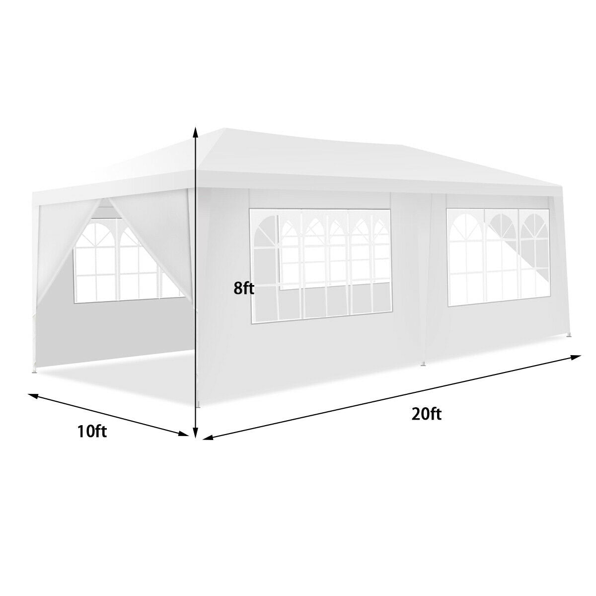 10 x 20 Feet 6 Sidewalls Canopy Tent with Carry Bag-White (1 Box, Unassembled)