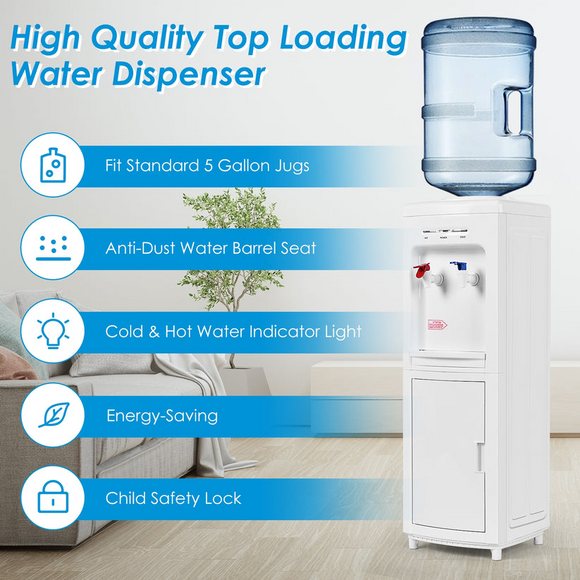 5 Gallons Hot and Cold Water Cooler Dispenser with Child Safety Lock, missing drip tray