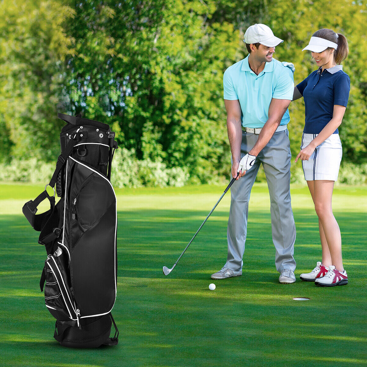 SPECIAL, 3.5LB Golf Bag with 4 Way Divider Carry Organizer Pockets-Black