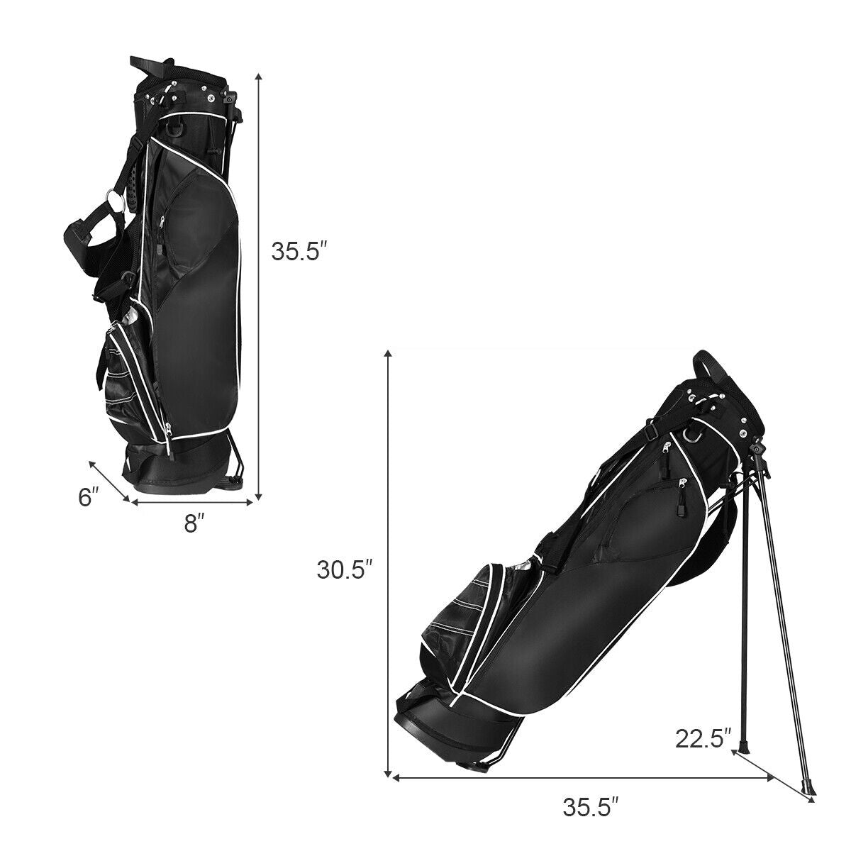 SPECIAL, 3.5LB Golf Bag with 4 Way Divider Carry Organizer Pockets-Black