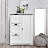 UNASSEMBLED SPECIAL, Bathroom Floor Cabinet Side Storage Cabinet with 3 Drawers and 1 Cupboard-White