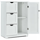 UNASSEMBLED SPECIAL, Bathroom Floor Cabinet Side Storage Cabinet with 3 Drawers and 1 Cupboard-White