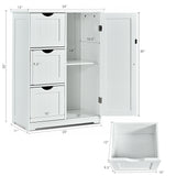 UNASSEMBLED SPECIAL, Bathroom Floor Cabinet Side Storage Cabinet with 3 Drawers and 1 Cupboard-White