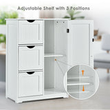 UNASSEMBLED SPECIAL, Bathroom Floor Cabinet Side Storage Cabinet with 3 Drawers and 1 Cupboard-White