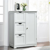 UNASSEMBLED SPECIAL, Bathroom Floor Cabinet Side Storage Cabinet with 3 Drawers and 1 Cupboard-White