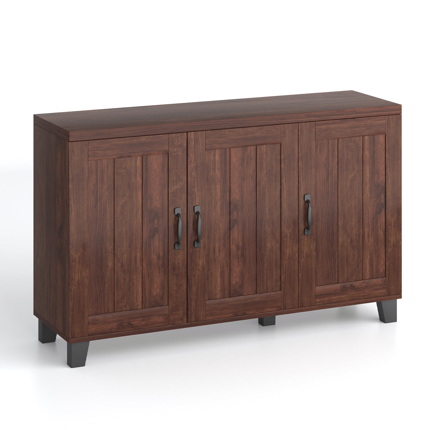 3-Door Buffet Sideboard -Brown, FULLY ASSEMBLED, small dent
