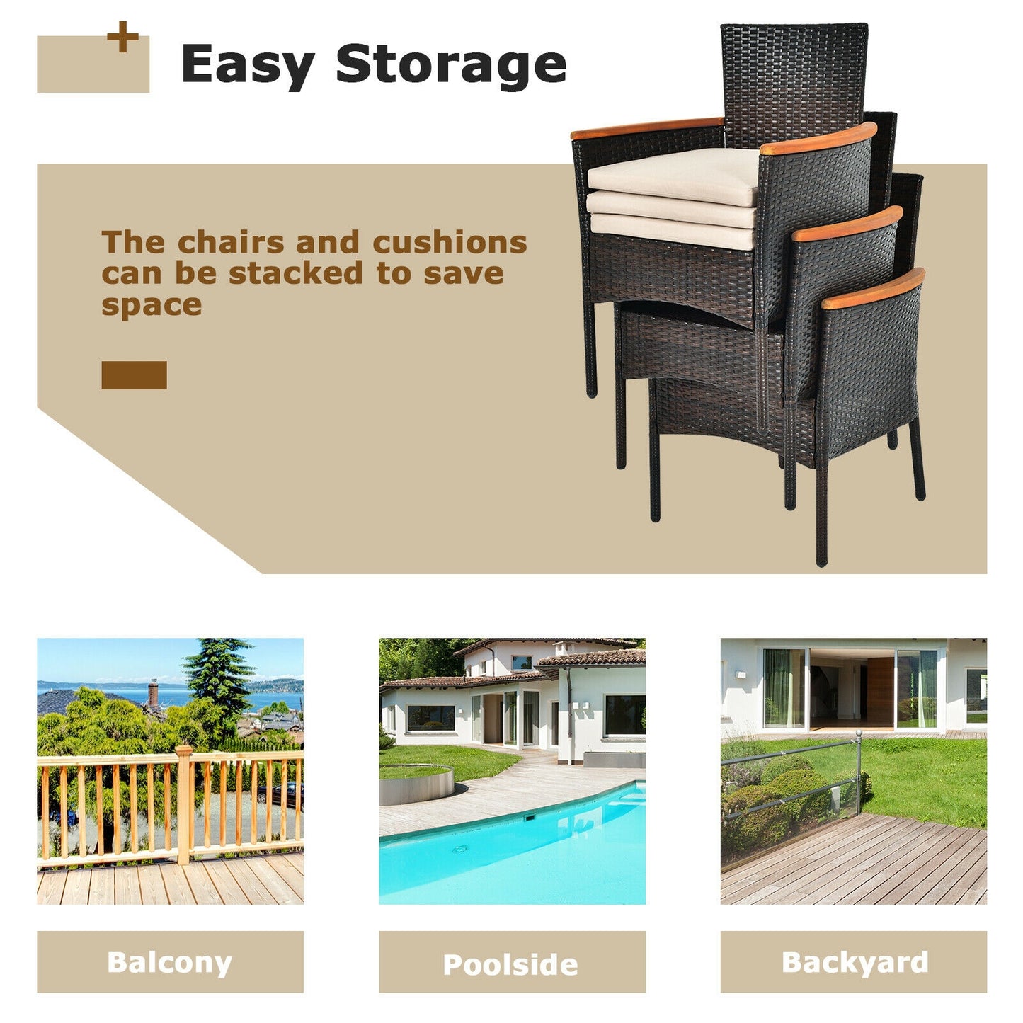 SPECIAL Rattan Chair with wood arms, missing cushions, fully assembled