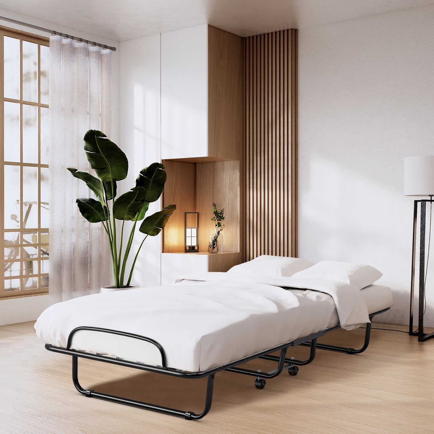 SPECIAL, Rollaway Folding Bed with Memory Foam Mattress and Sturdy Metal Frame