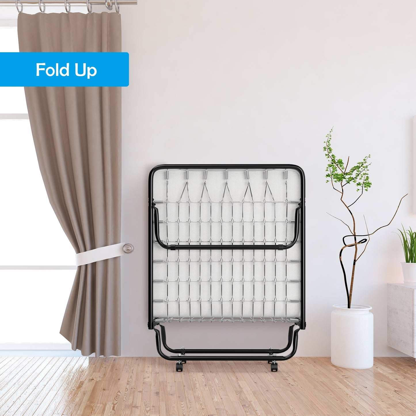 SPECIAL, Rollaway Folding Bed with Memory Foam Mattress and Sturdy Metal Frame