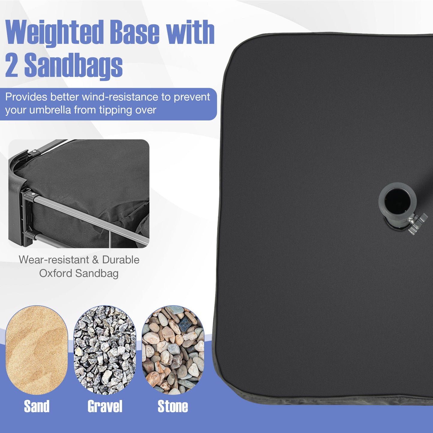 2`` Market Umbrella Base with 2 Sandbags and Dust-proof Cover, fully assembled