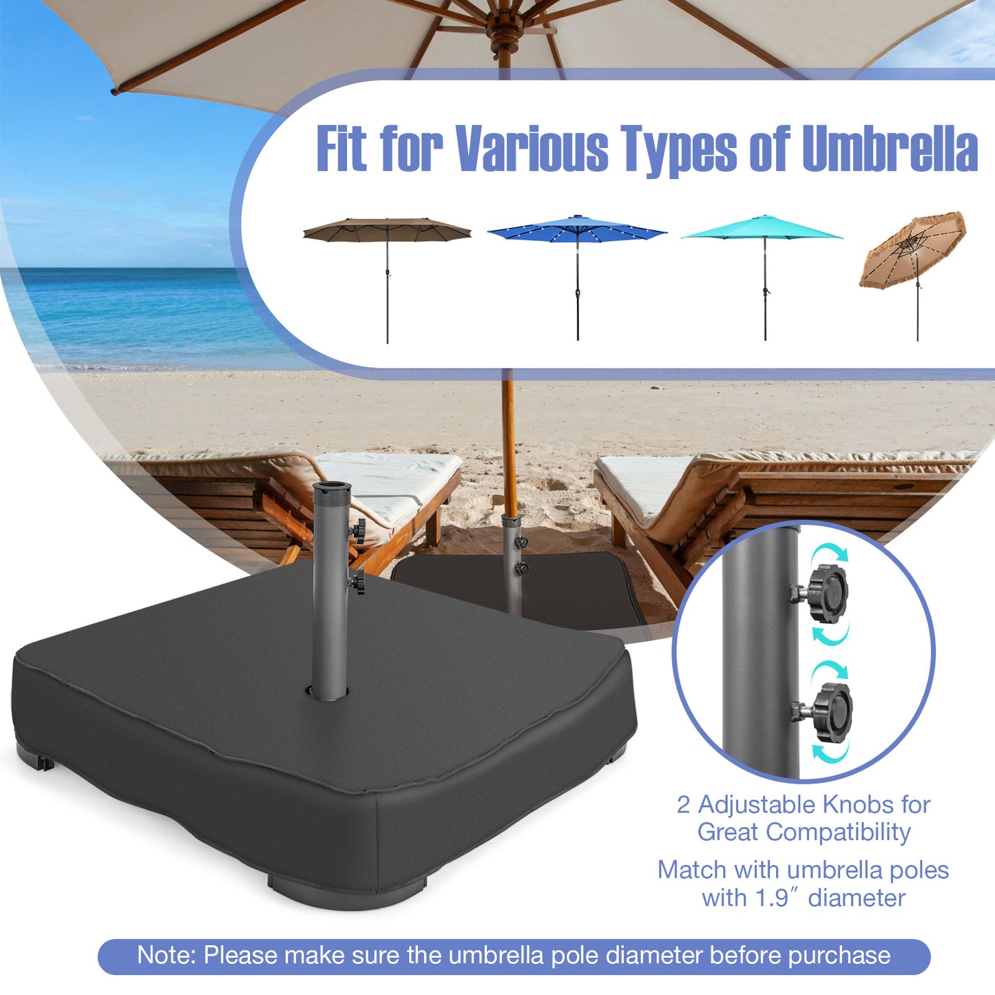 2`` Market Umbrella Base with 2 Sandbags and Dust-proof Cover, fully assembled