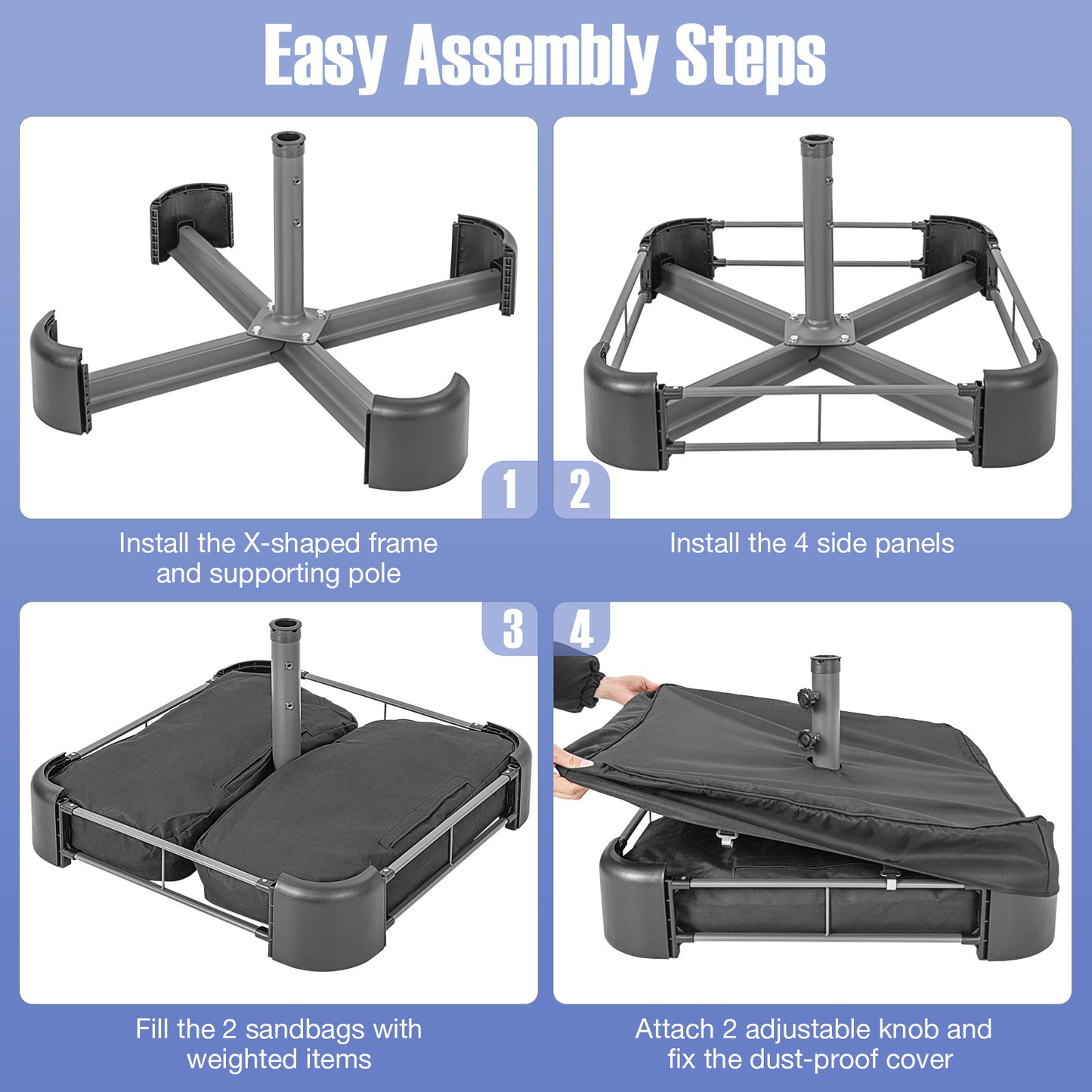 2`` Market Umbrella Base with 2 Sandbags and Dust-proof Cover, fully assembled