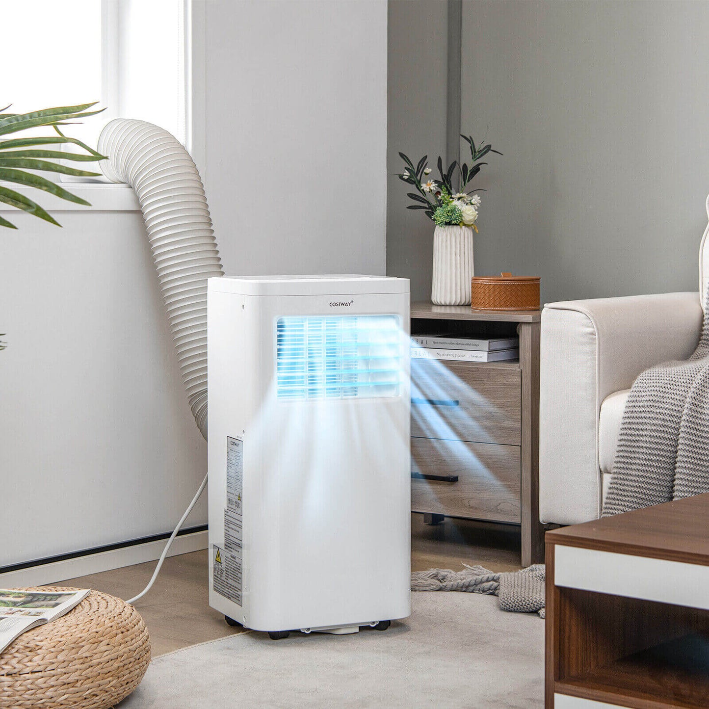 3-in-1 Portable Air Conditioner with Fan Dehumidifier and Quiet AC-White, 8000 btu