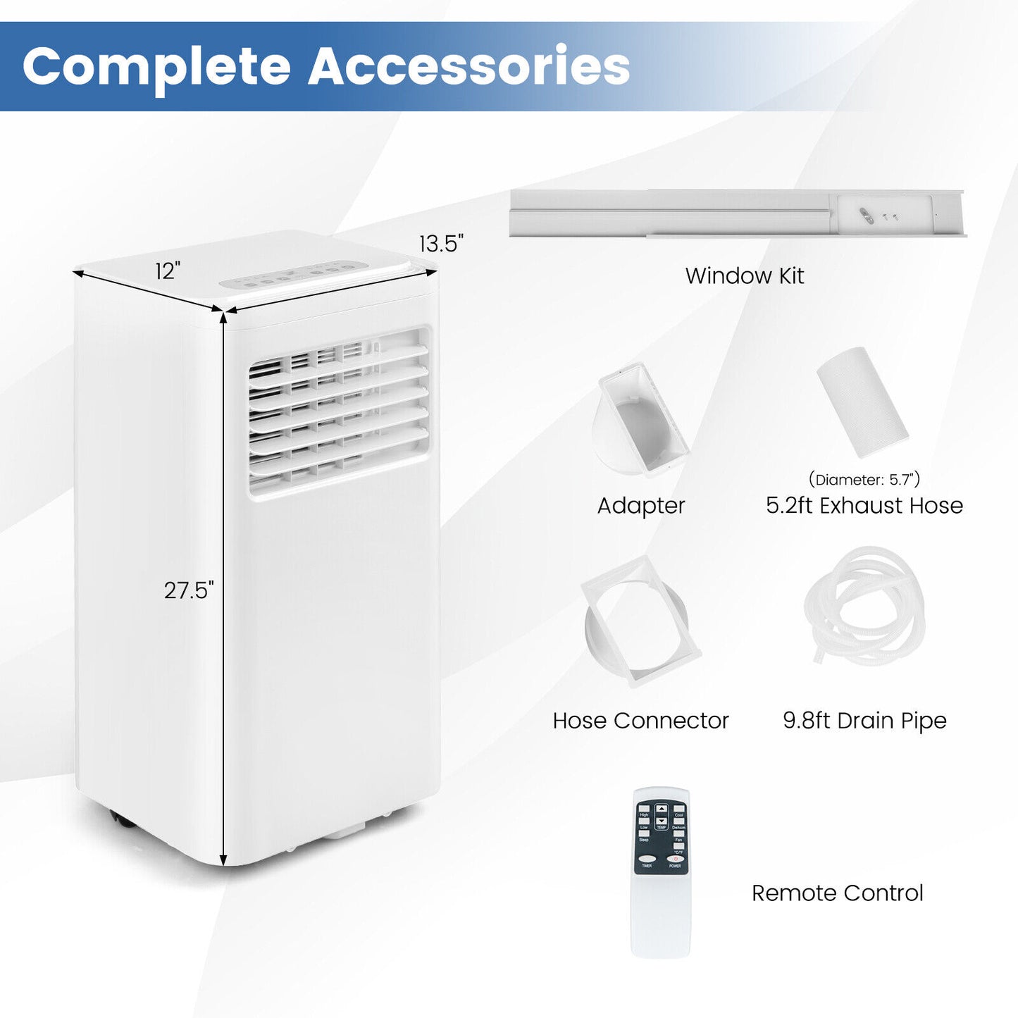 3-in-1 Portable Air Conditioner with Fan Dehumidifier and Quiet AC-White, 8000 btu