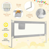 76.8 Inch Baby Bed Rail with Double Safety Child Lock-Gray   (unassembled)