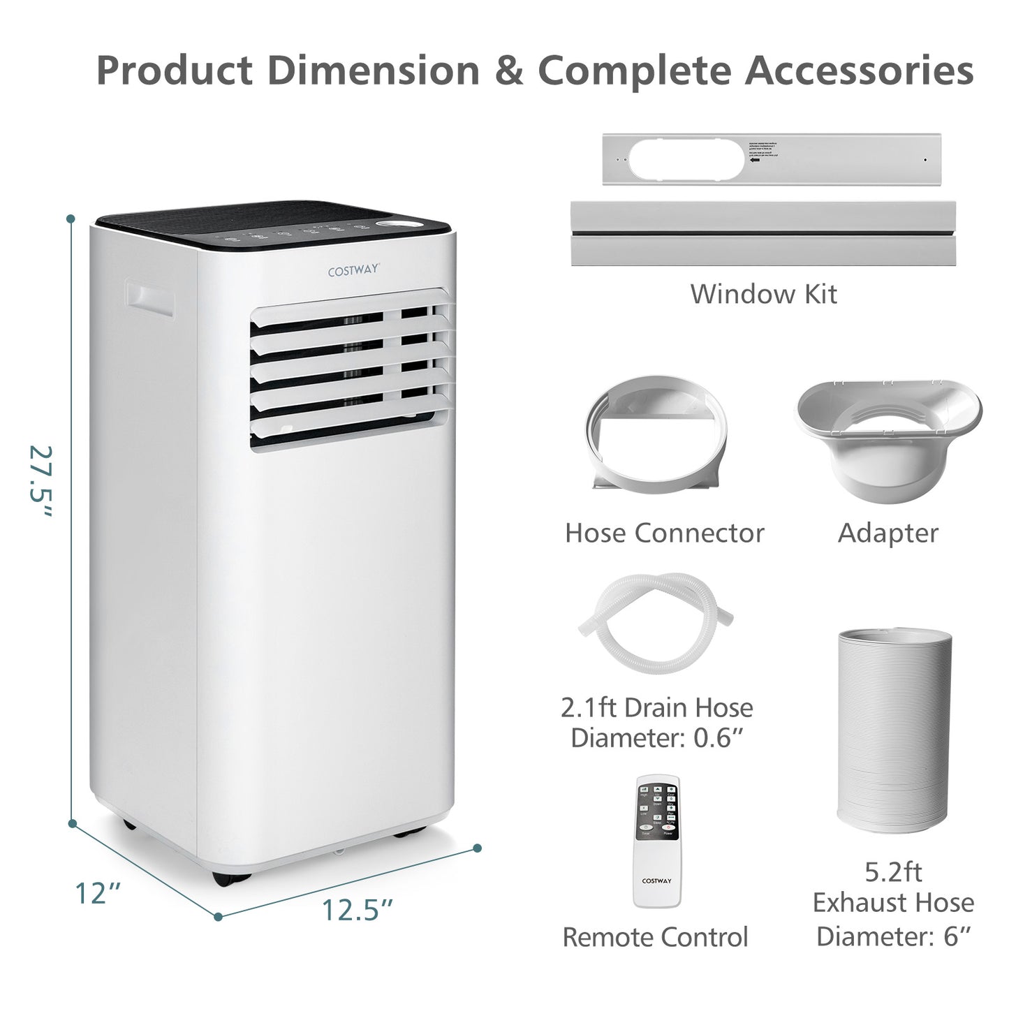 8000 BTU Portable Air Conditioner with Fan and Dehumidifier Mode-White, new in box