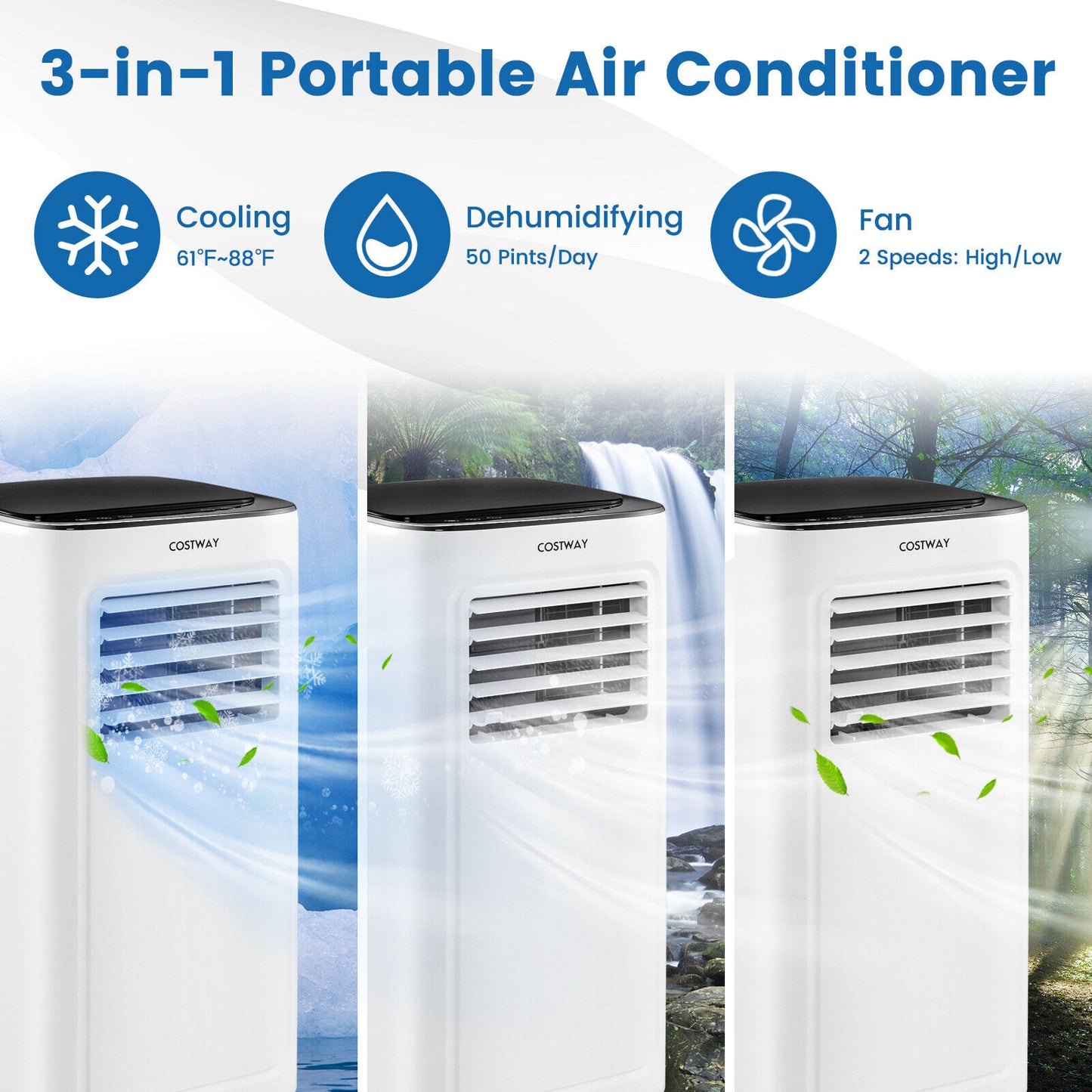 9000 BTU Air Conditioner with Dehumidifier and 24H Timer-White, new in box