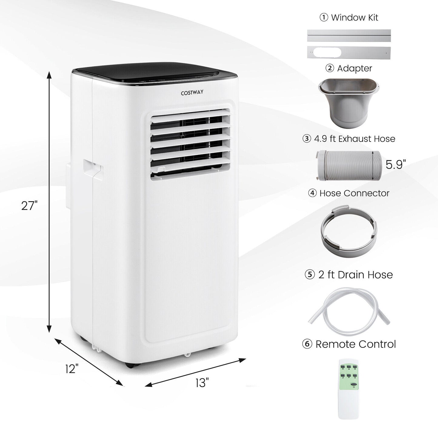 9000 BTU Air Conditioner with Dehumidifier and 24H Timer-White, new in box