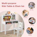 Kids Desk and Chair Set with Hutch and Bulletin Board - White  - Fully Assembled