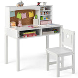 Kids Desk and Chair Set with Hutch and Bulletin Board - White  - Fully Assembled