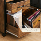 2 Drawer Mobile File Cabinet Printer Stand with Open Shelf -Rustic Brown (Fully Assembled)