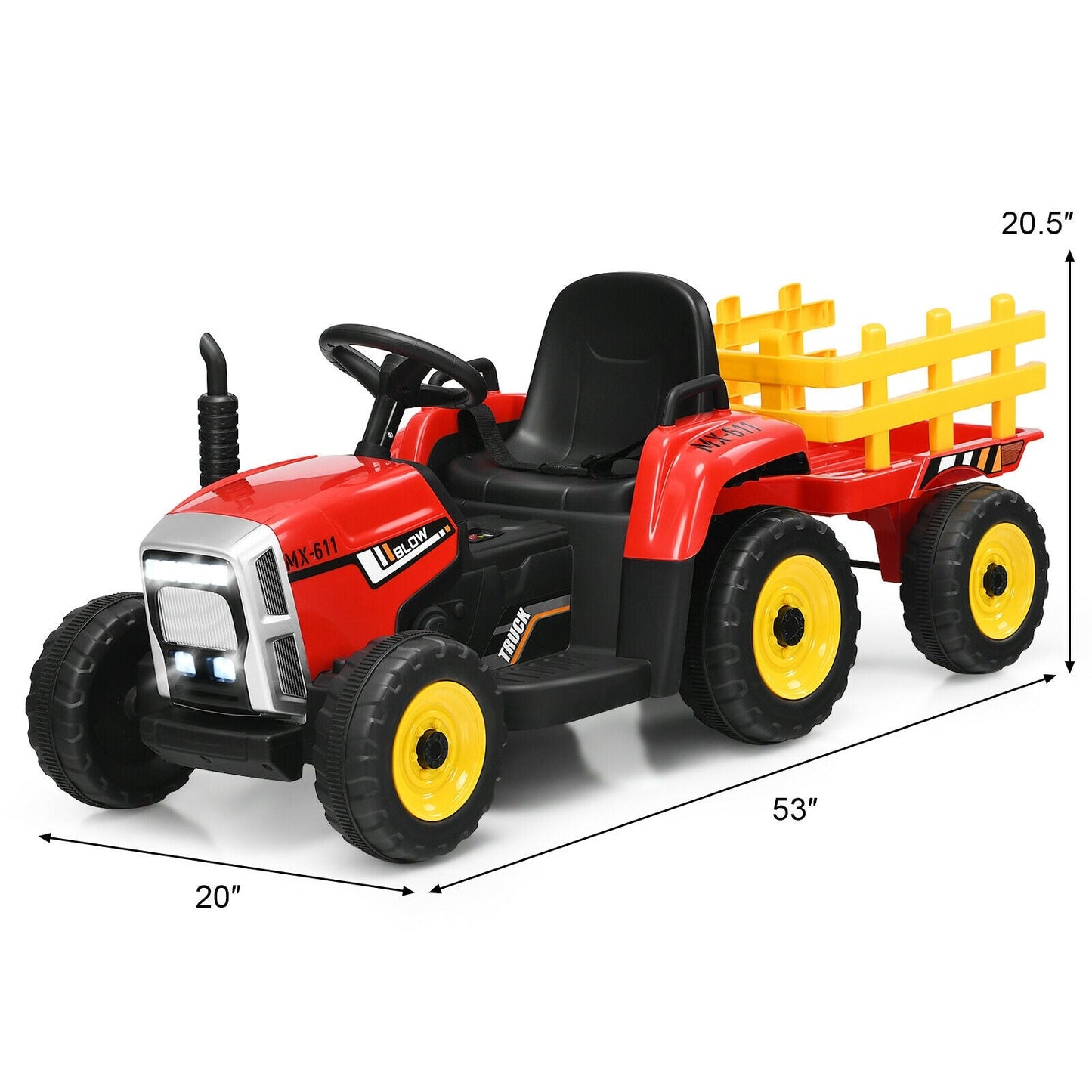 12V Ride on Tractor for Kids 3+ Years Old-Red -  Customer Return - Trailer not included