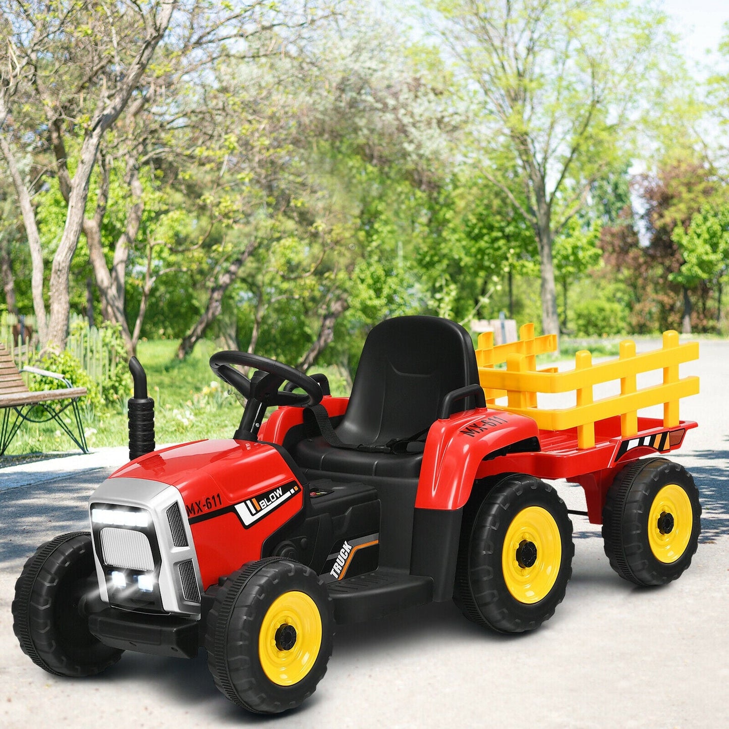12V Ride on Tractor for Kids 3+ Years Old-Red -  Customer Return - Trailer not included