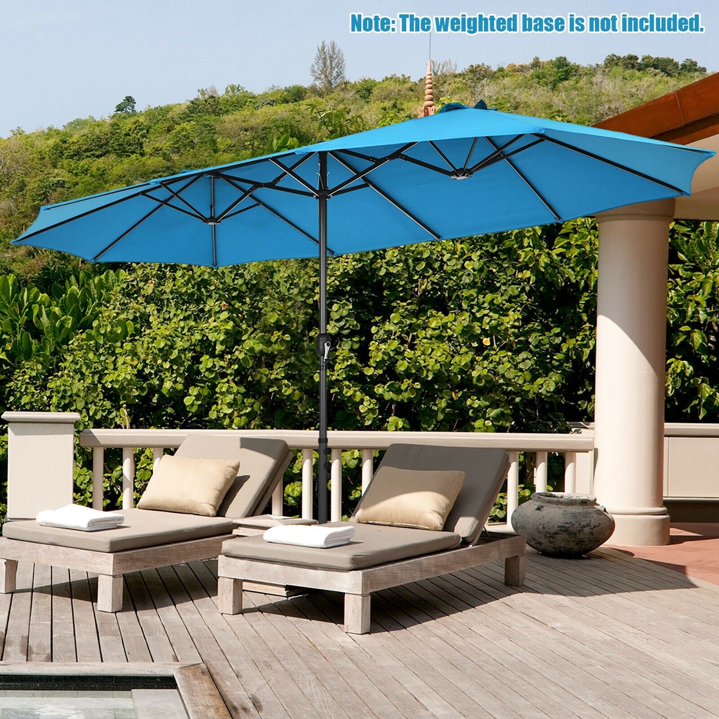 15 Feet Patio Double-Sided Umbrella -Blue, Customer return special, signs of use, Tested