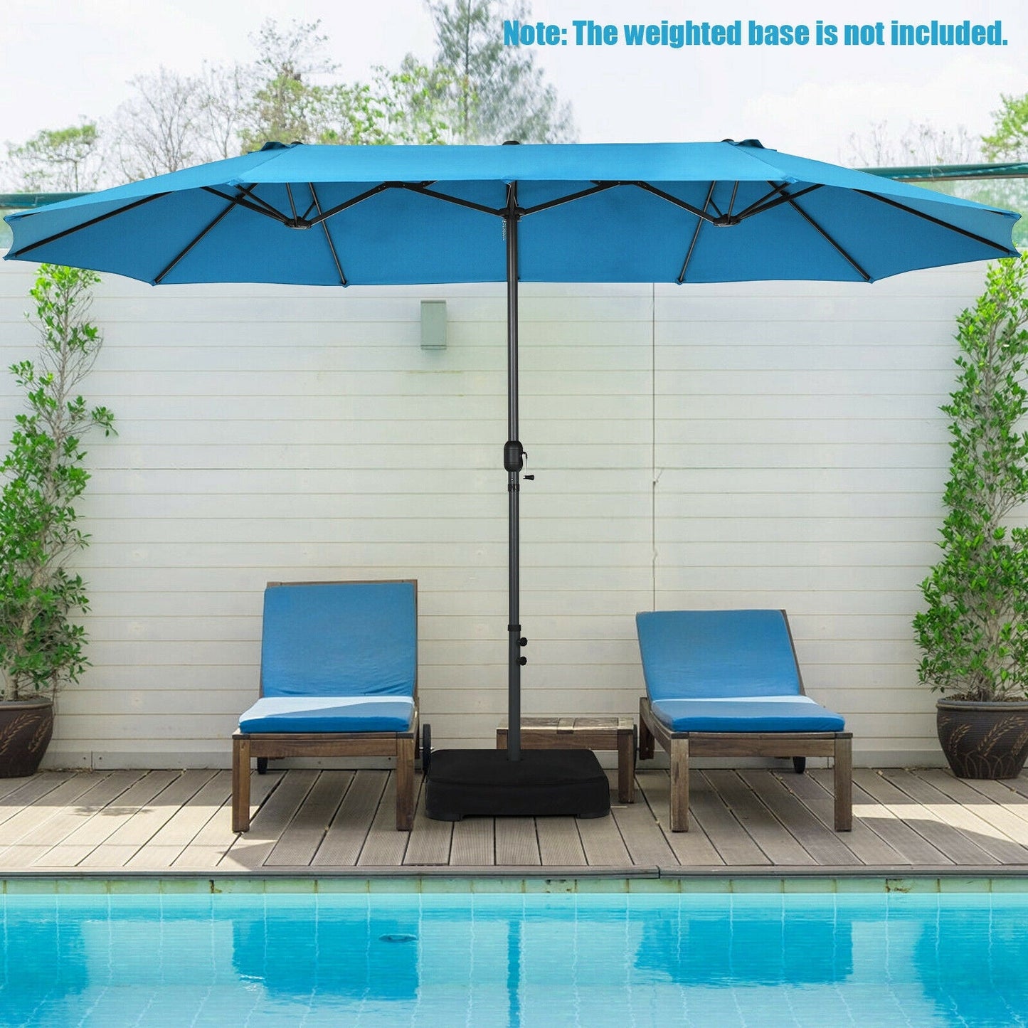 15 Feet Patio Double-Sided Umbrella -Blue, Customer return special, signs of use, Tested