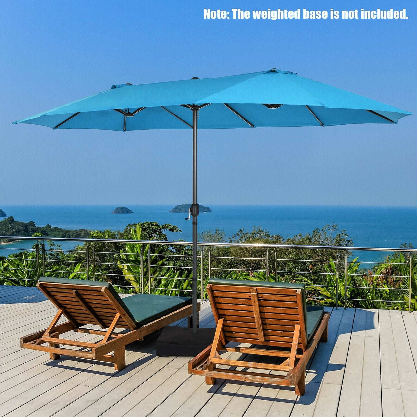 15 Feet Patio Double-Sided Umbrella -Blue, Customer return special, signs of use, Tested
