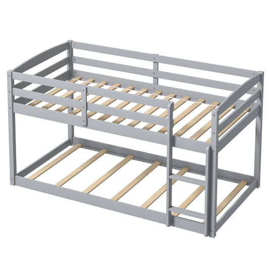 *SPECIAL* - Twin Size Bunk Bed with High Guardrails and Integrated Ladder-Gray
