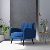 Modern Upholstered Comfy Accent Chair Single Sofa with Rubber Wood Legs-Blue