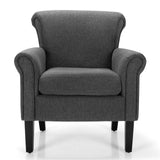 Upholstered Fabric Accent Chair with Adjustable Foot Pads-Dark Gray