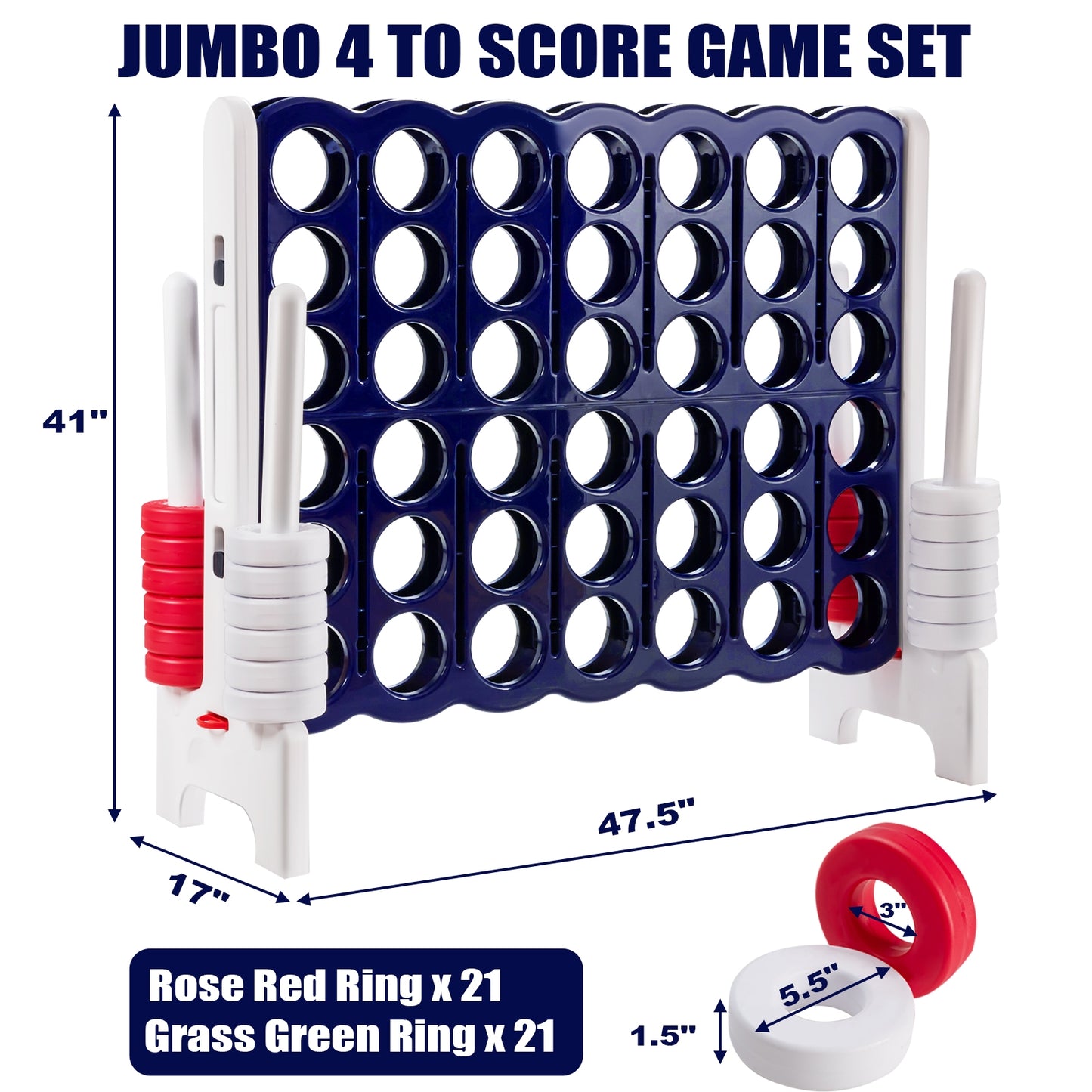 Jumbo 4-to-Score 4 in A Row Giant Game Set- White/Blue