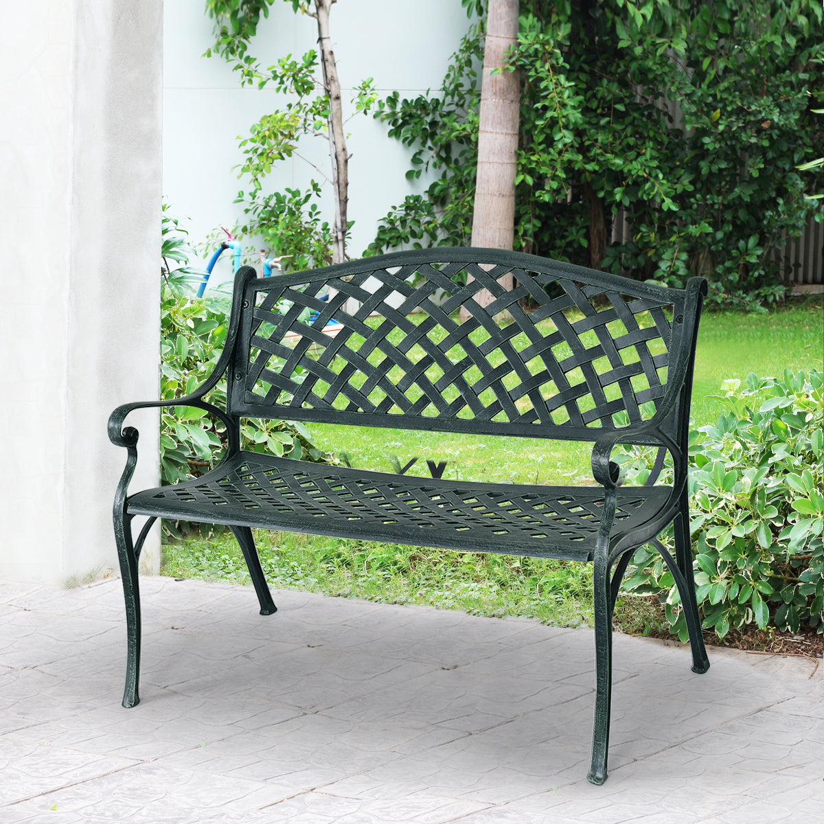 40 Inch Outdoor Aluminum Antique Garden Patio Bench - Fully Assembled