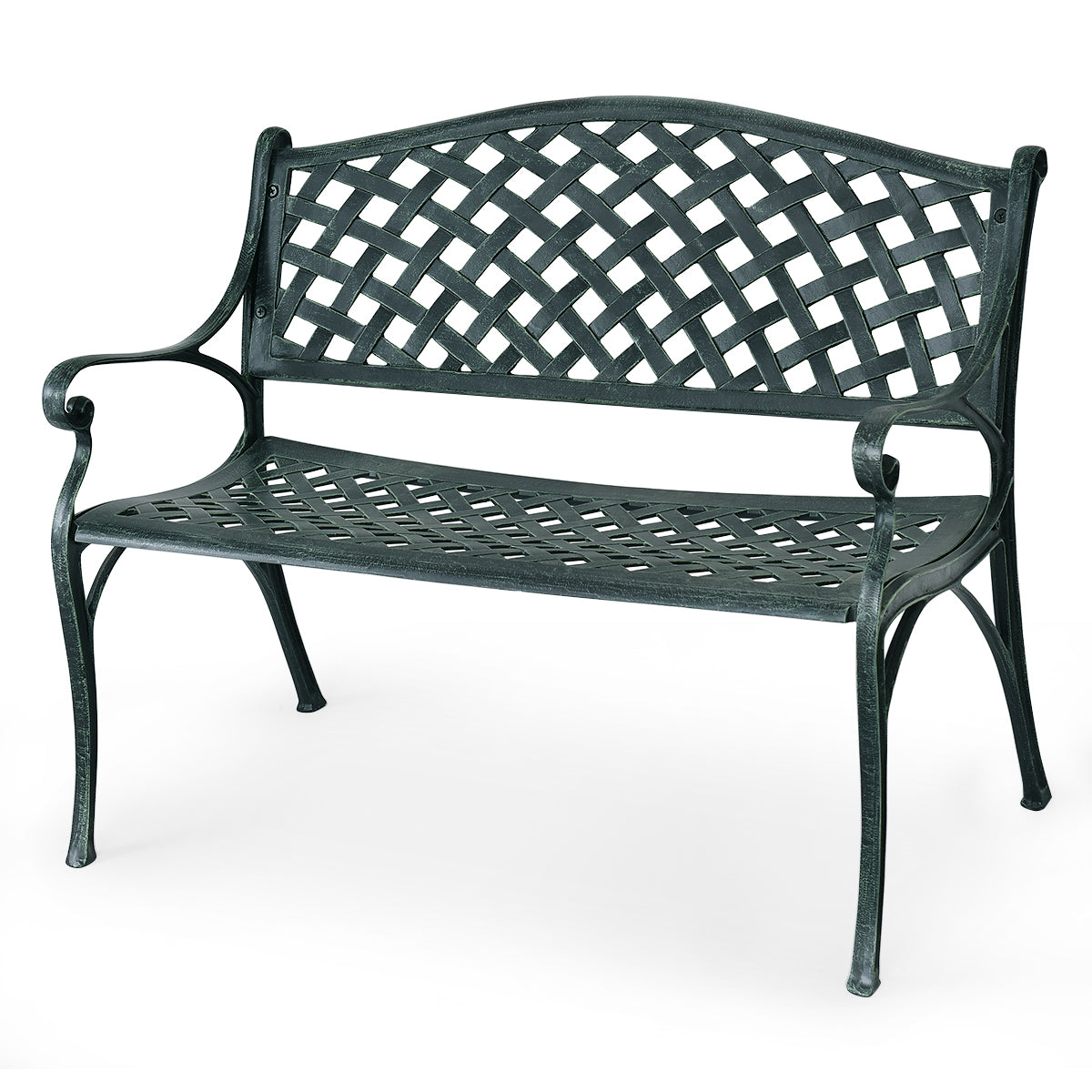 40 Inch Outdoor Aluminum Antique Garden Patio Bench - Fully Assembled