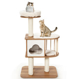 46 Inch Wooden Cat Activity Tree with Platform and Cushions-Brown