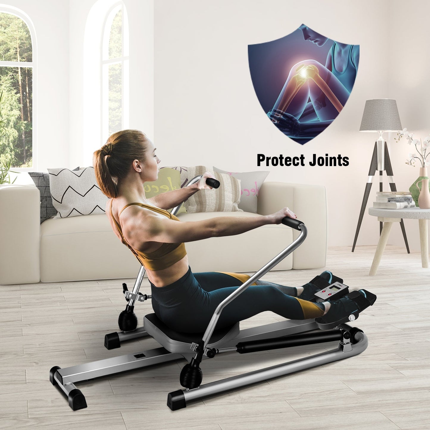 Exercise Adjustable Double Hydraulic Resistance Rowing Machine - Scratch and Dent