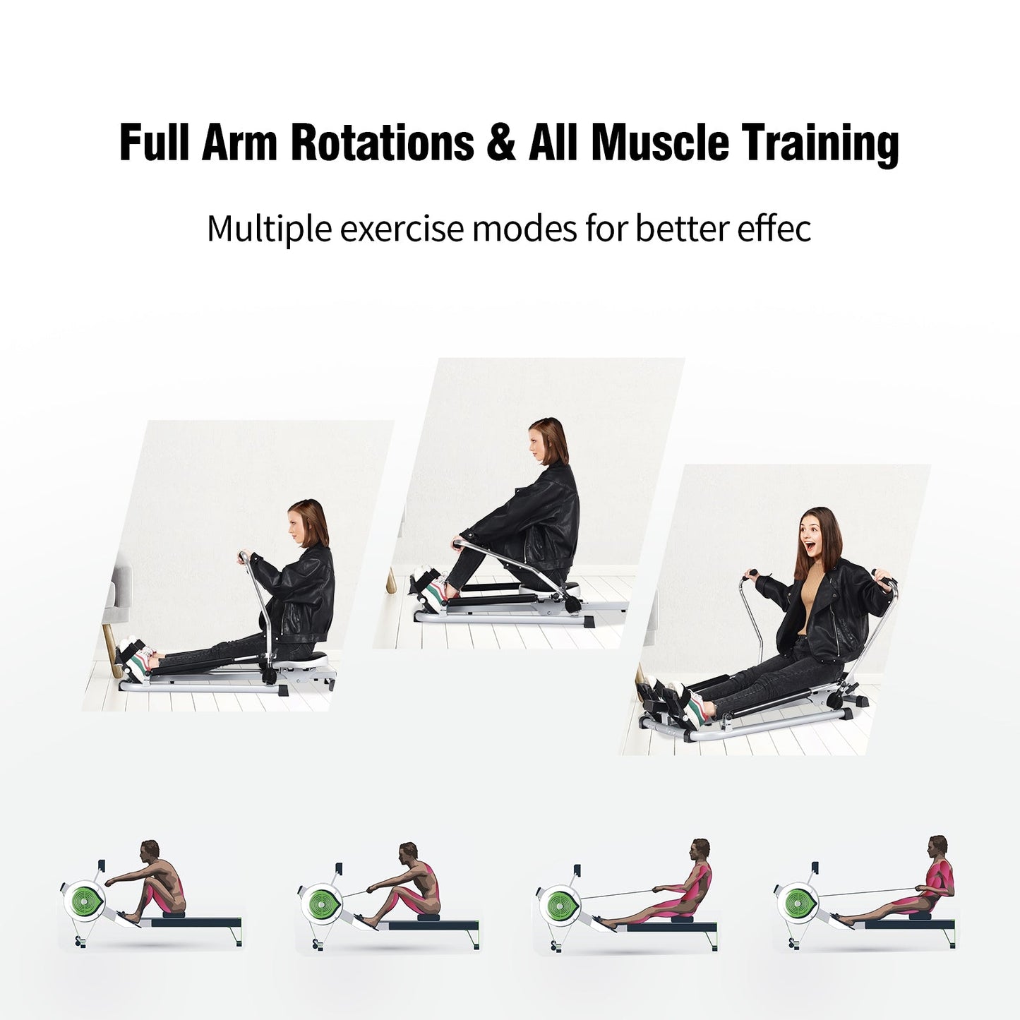 Exercise Adjustable Double Hydraulic Resistance Rowing Machine - Scratch and Dent