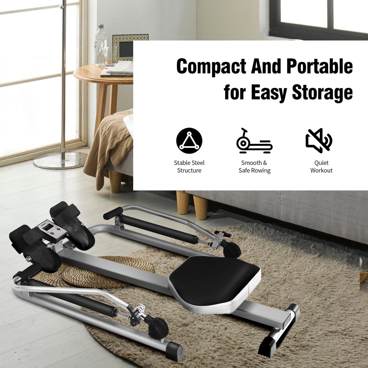 Exercise Adjustable Double Hydraulic Resistance Rowing Machine - Scratch and Dent