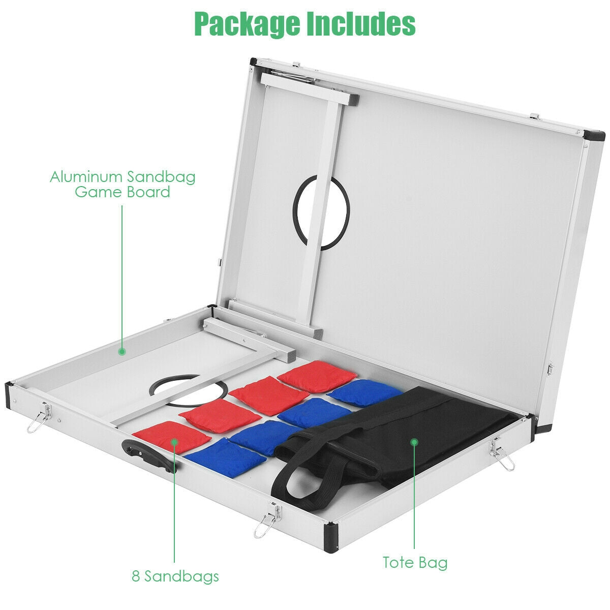 Cornhole Set with Foldable Design and Side Handle (1 Box)