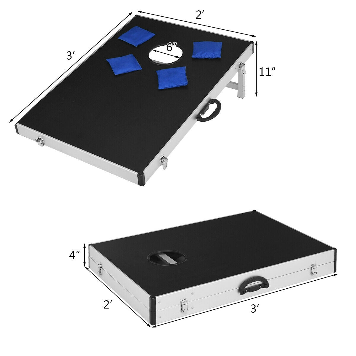 Cornhole Set with Foldable Design and Side Handle (1 Box)