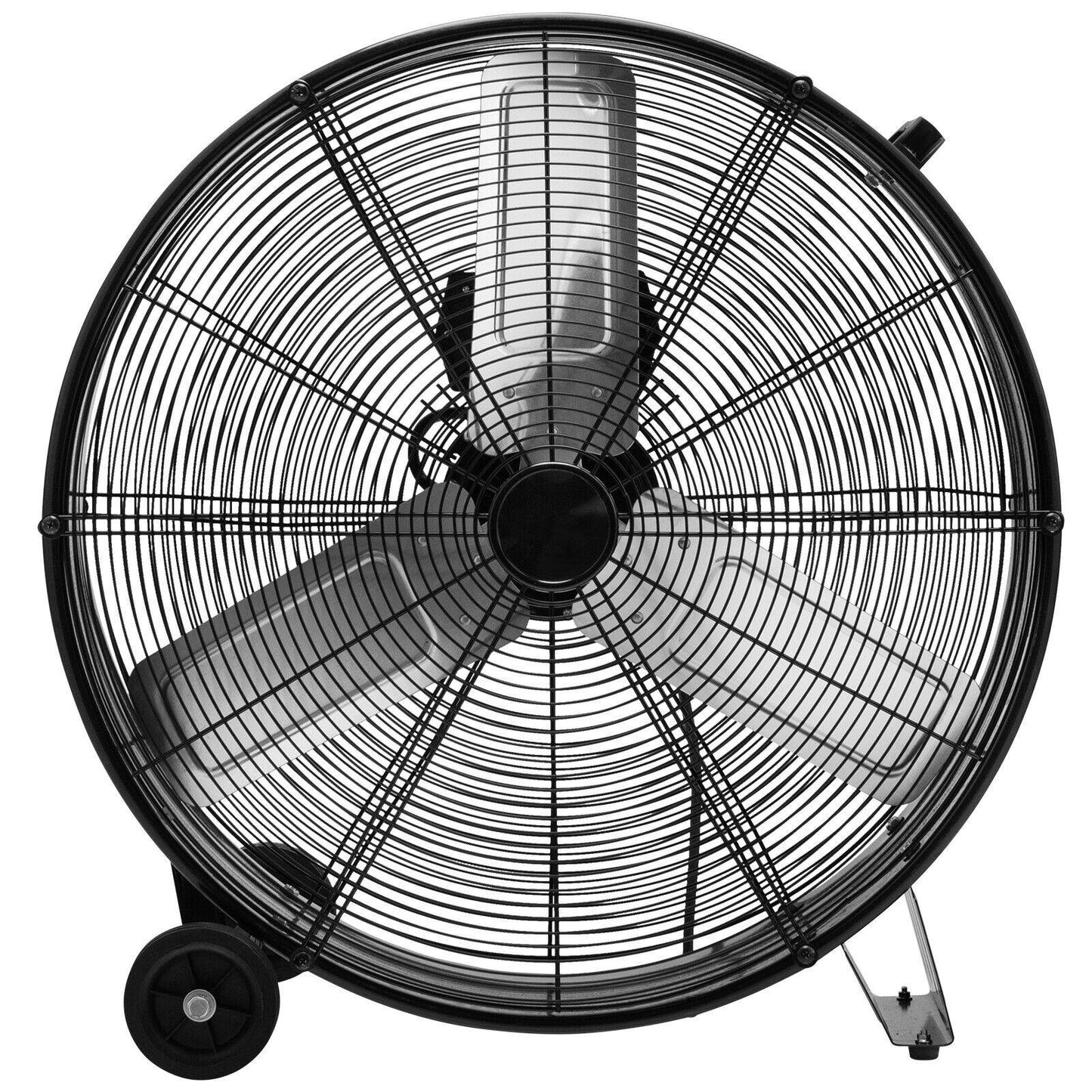 3-Speed 24 Inch Industrial Drum Fan with Aluminum Blades-Black