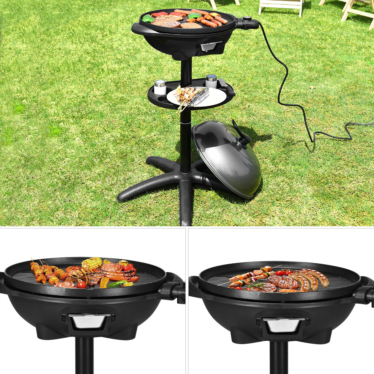 1350 W Outdoor Electric BBQ Grill with Removable Stand, Fully Assembled